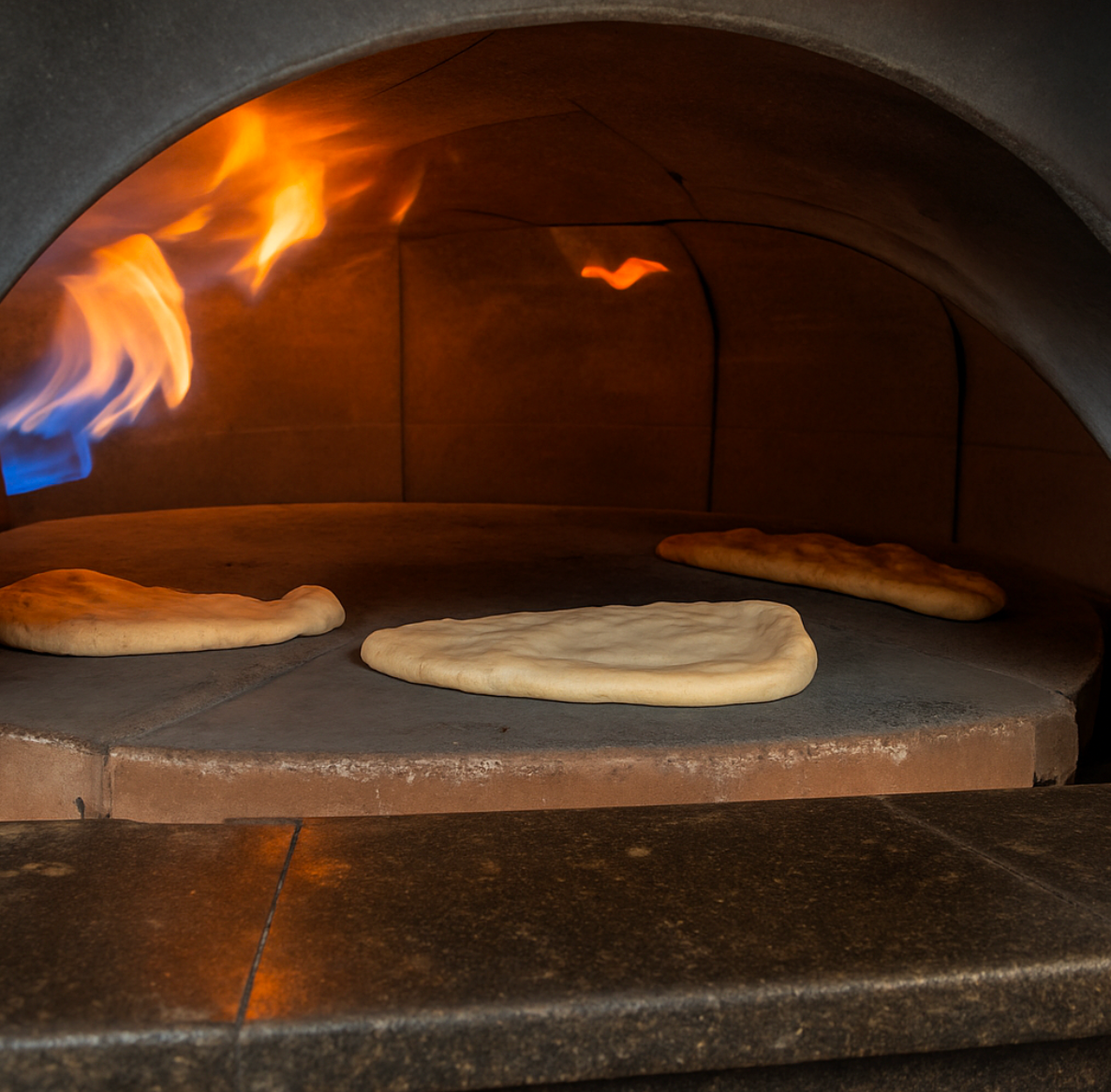 Wood-fired oven with Gio Panuzzu1 being cooked inside