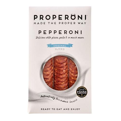 Properoni pepperoni packaging on a white background