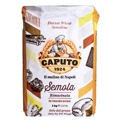 Caputo Semola packaging with branding and product details on a white background
