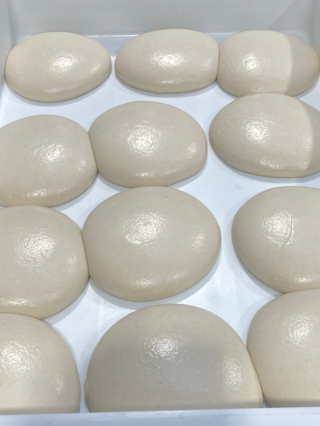Tray containing Biga dough balls