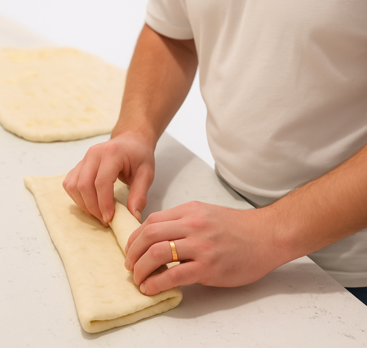Person rolling Gio Panuzzu on table